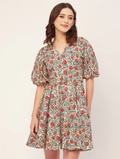 Naisten Kukkakuvioinen Fit & Flare -Mekko
