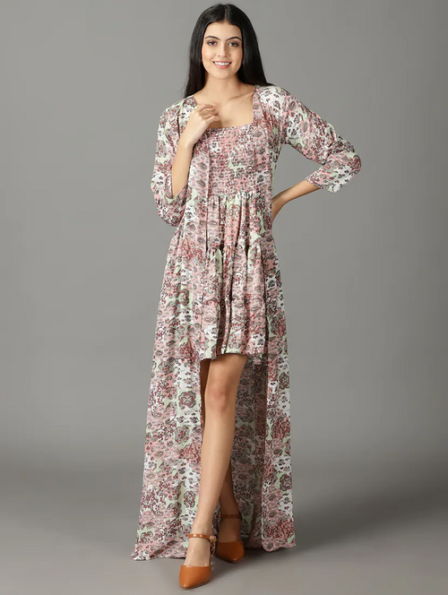 Naisten Kukkakuvioinen Fit & Flare -Mekko
